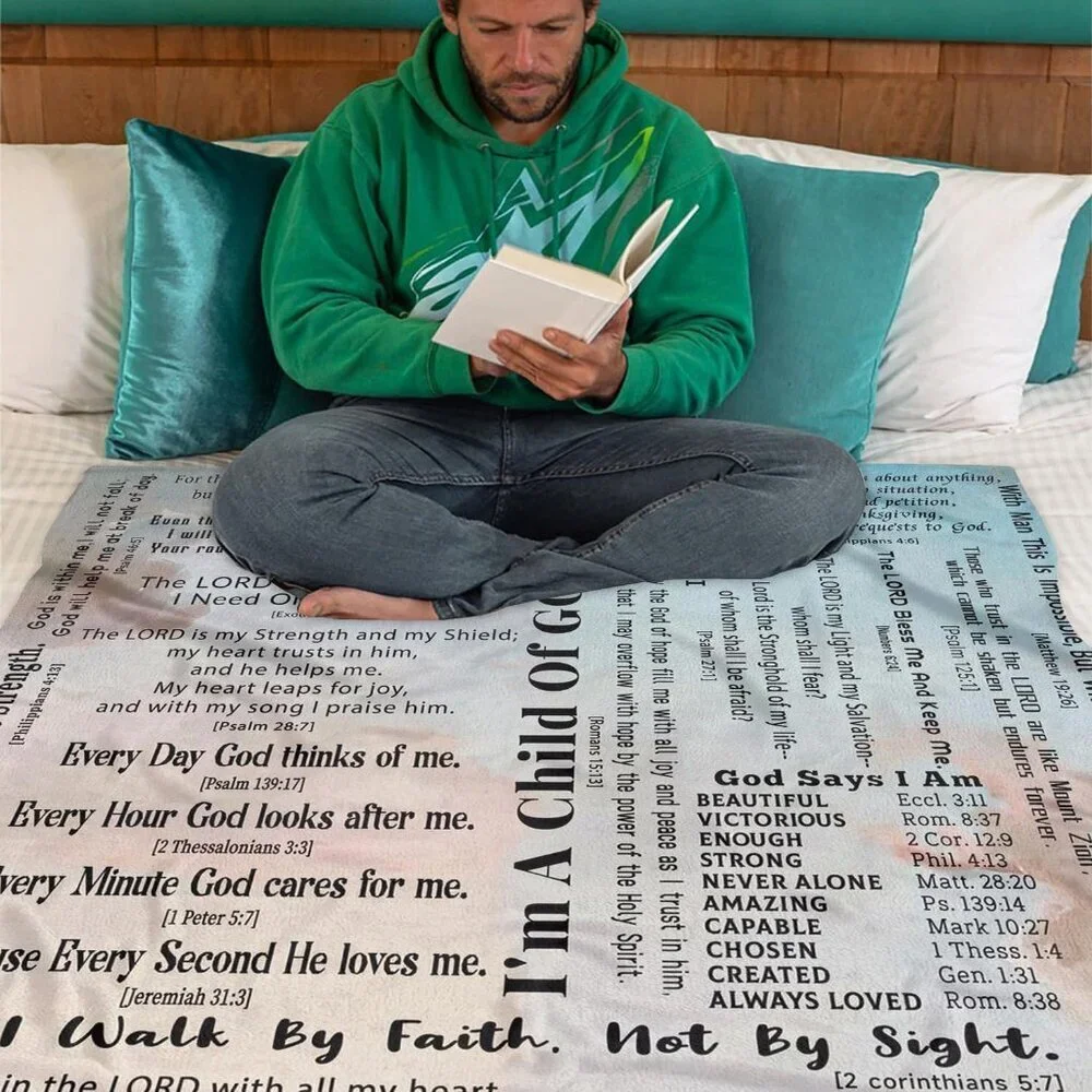 Christian Blanket Flannel 60x50 Faith Scripture Cozy Religious Gift